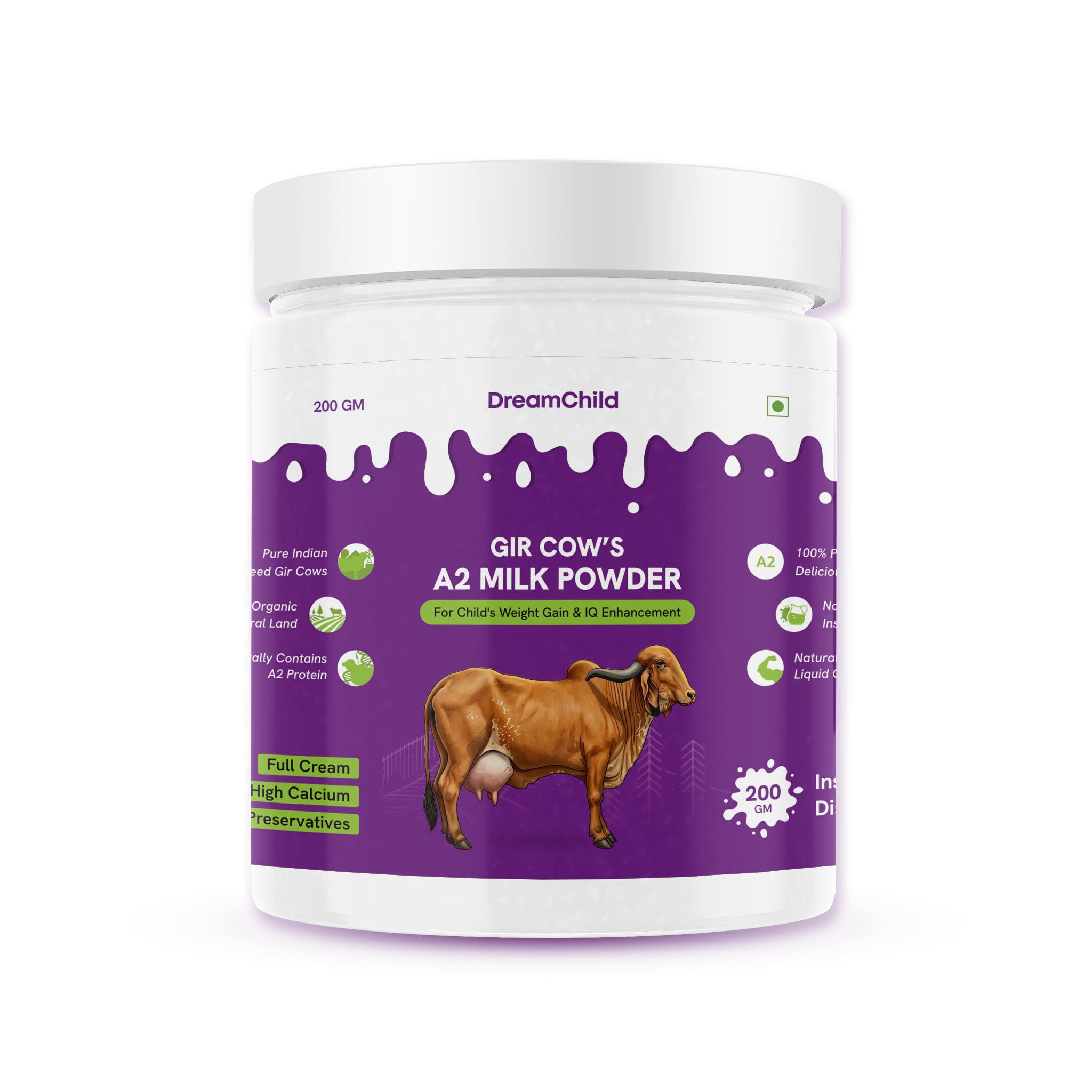 Gir Cow's A2 Milk Powder for Child's Weight Gain & IQ Enhancement, 200g