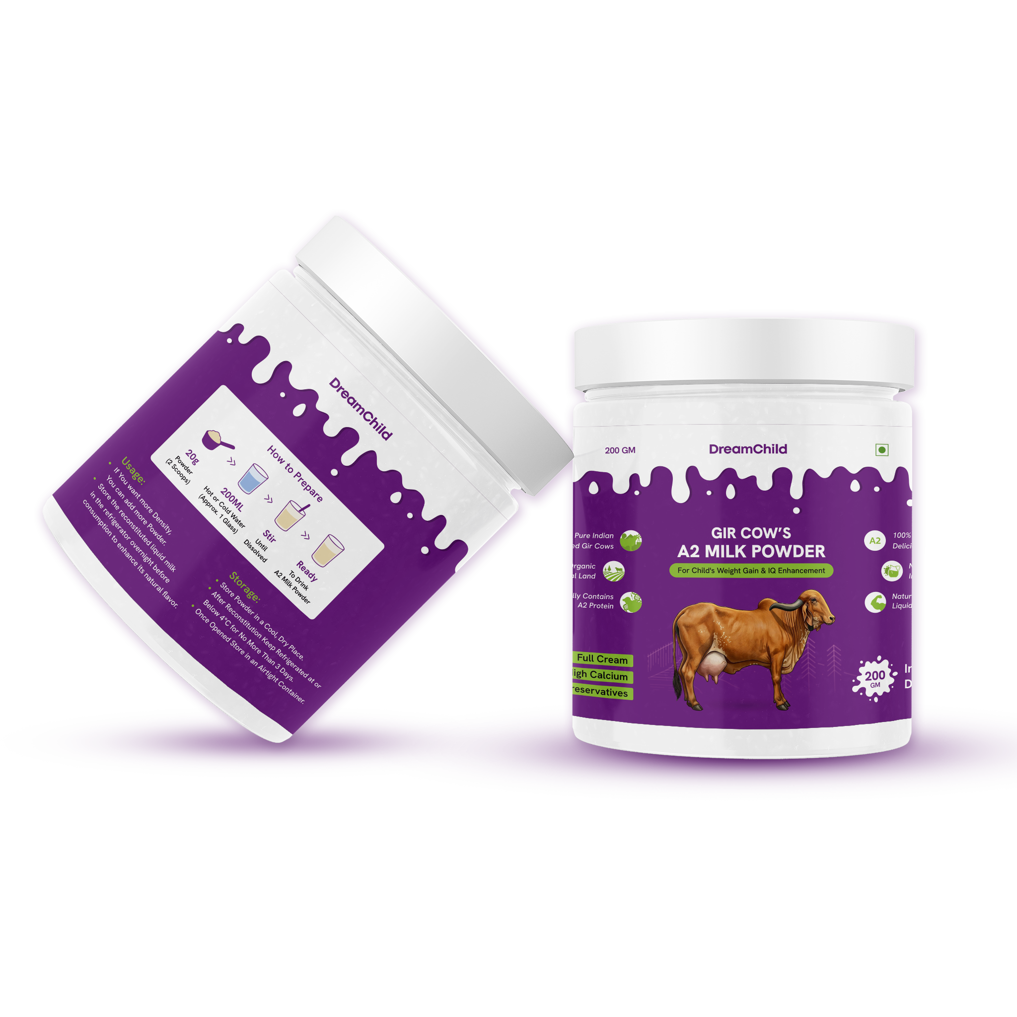 Gir Cow's A2 Milk Powder for Child's Weight Gain & IQ Enhancement, 200g
